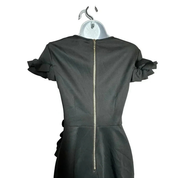 TED BAKER black LUUCIEE Neoprene Ruffle Trim skater dress size 1 US 4 NEW NWT - Picture 7 of 14